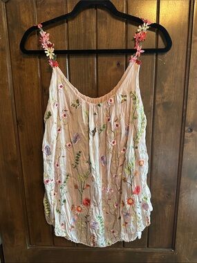Maria Silk Embroidered Garden Cami